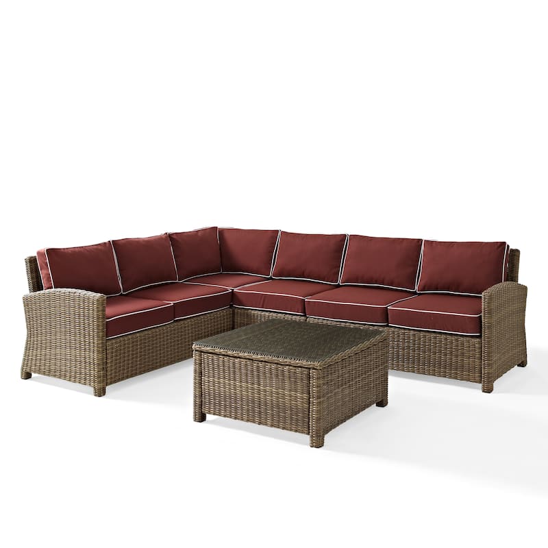 Crosley Bradenton 5-Piece Outdoor Wicker Seating Set with Sangria Cushions