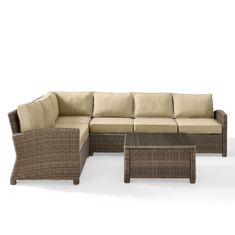 Crosley Bradenton 5-Piece Outdoor Wicker Seating Set with Sand Cushions