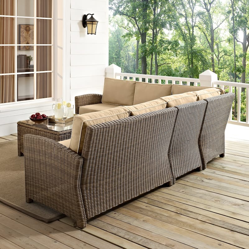 Crosley Bradenton 5-Piece Outdoor Wicker Seating Set with Sand Cushions