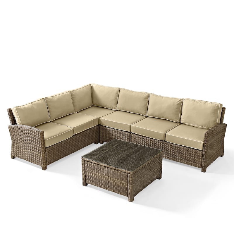 Crosley Bradenton 5-Piece Outdoor Wicker Seating Set with Sand Cushions