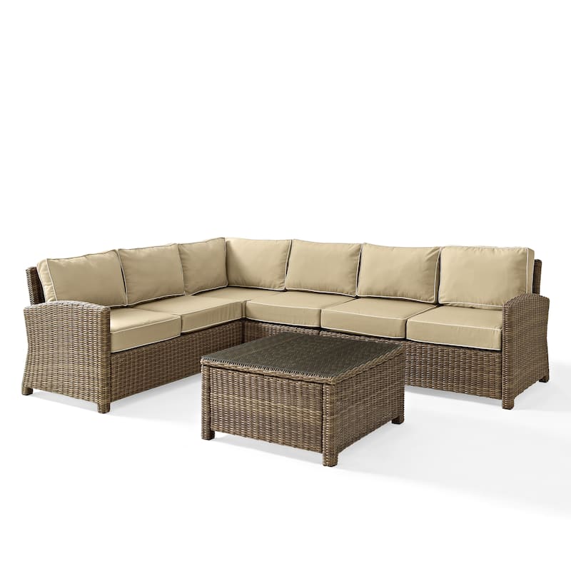 Crosley Bradenton 5-Piece Outdoor Wicker Seating Set with Sand Cushions