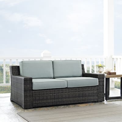 Beaufort Outdoor Espresso All-Weather Wicker Loveseat with Mist Cushions