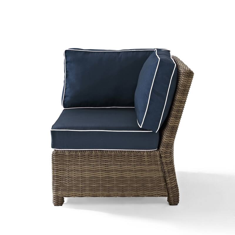 Crosley Bradenton Outdoor Wicker Sectional Corner Chair with Navy Cushions - 31.5 W x 31.5 D x 32.5 H