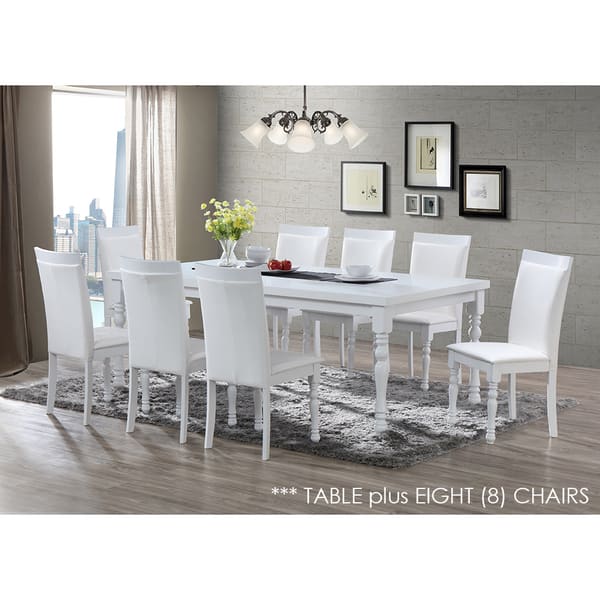 Zark White Dining Set 9 Piece Inch Table And Chairs Overstock