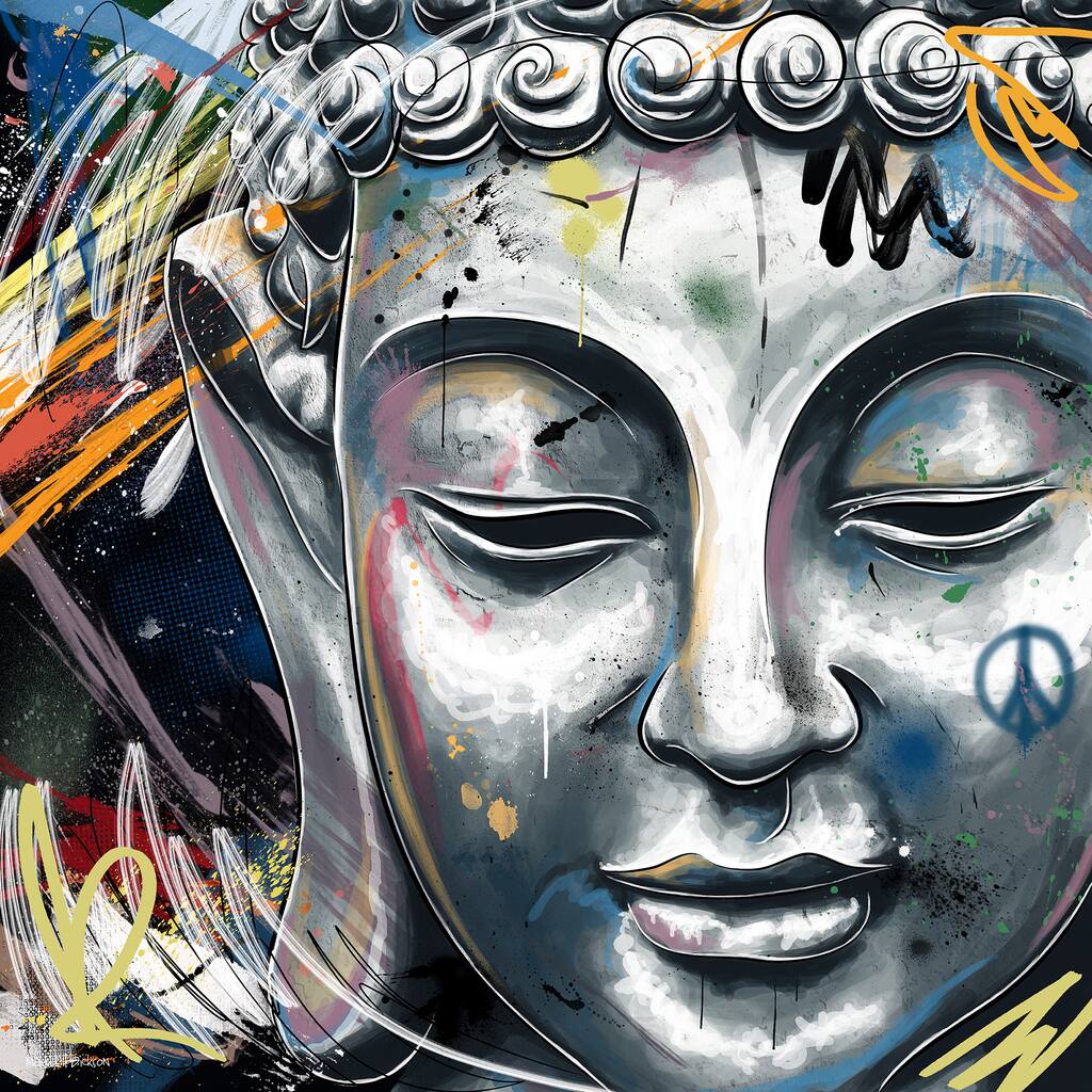 Maxwell Dickson 'Buddha' Modern Canvas Wall Art - Multi