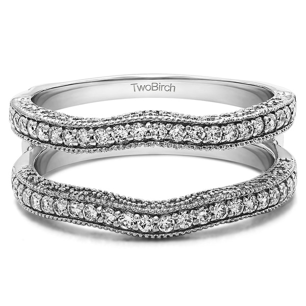 Sterling Silver 1/2ct TGW Cubic Zirconia Contour Ring Guard