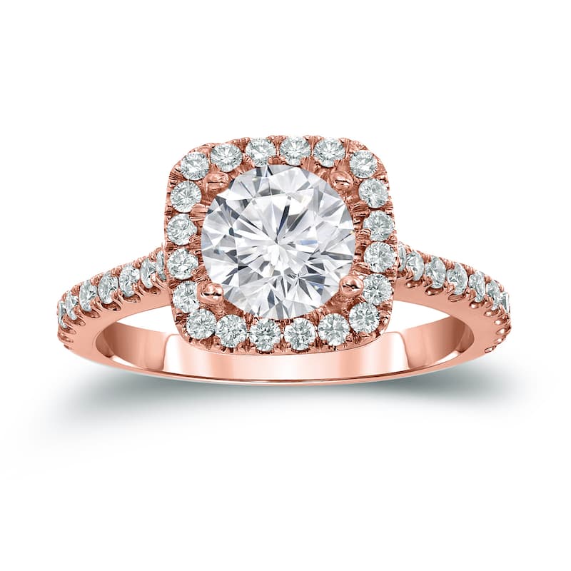 Auriya 14k Gold 1 2/5ctw Halo Diamond Engagement Ring Certified