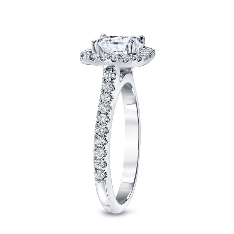 Auriya 14k Gold 1 2/5ctw Halo Diamond Engagement Ring Certified