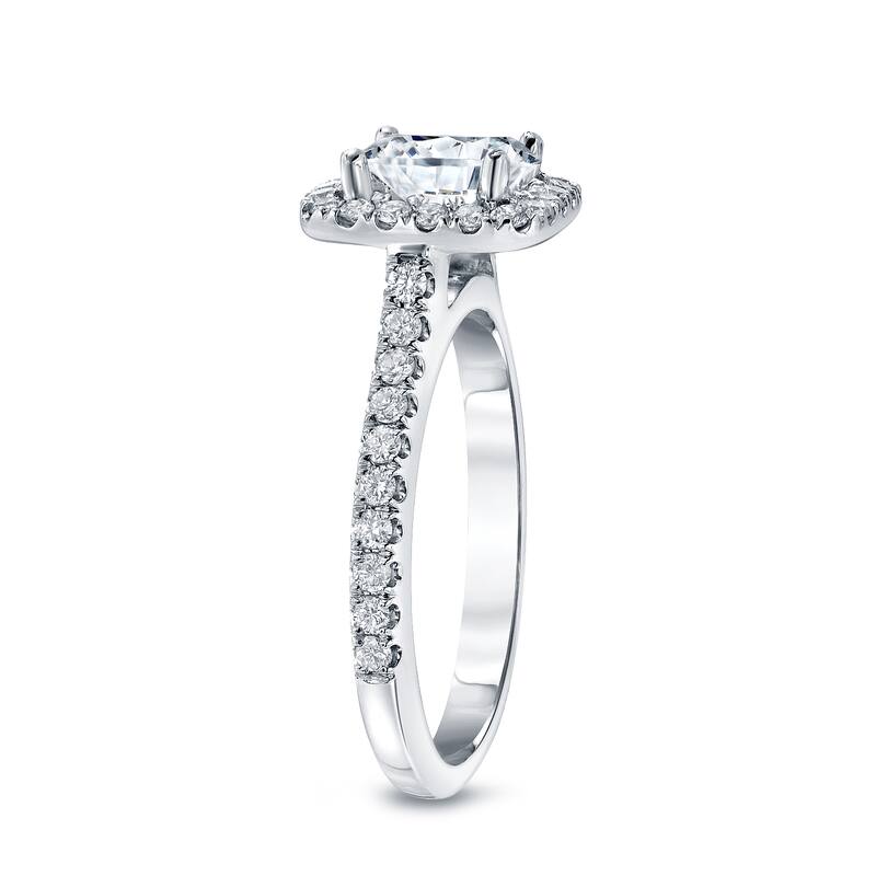Auriya 14k Gold 1 2/5ctw Halo Diamond Engagement Ring Certified