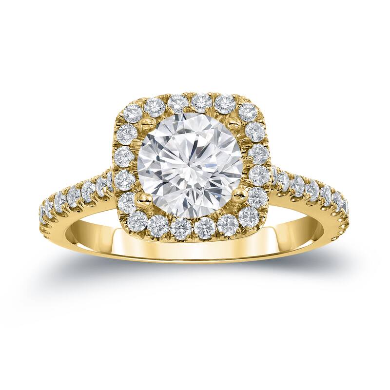 Auriya 14k Gold 1 2/5ctw Halo Diamond Engagement Ring Certified