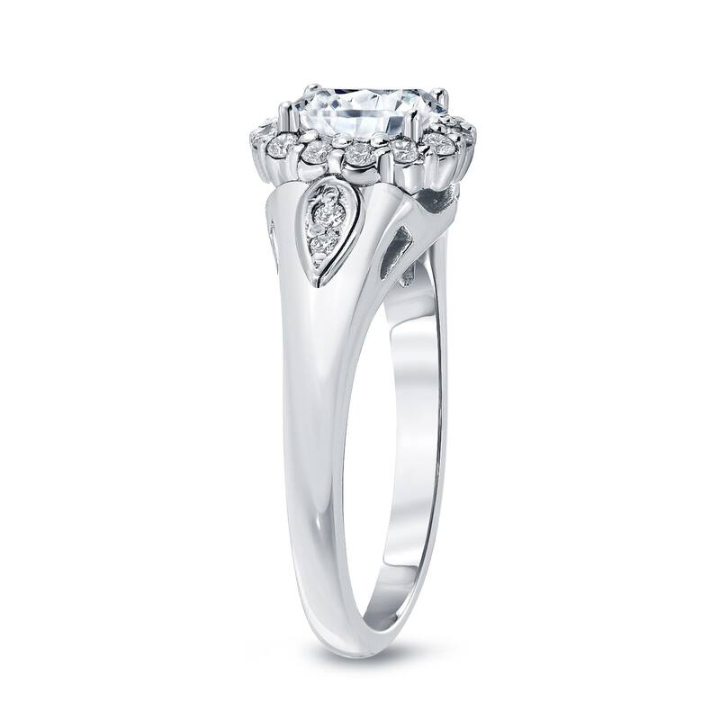 Auriya 1 1/4ct TDW Certified Diamond Halo Engagement Ring (H-I, SI1-SI2)