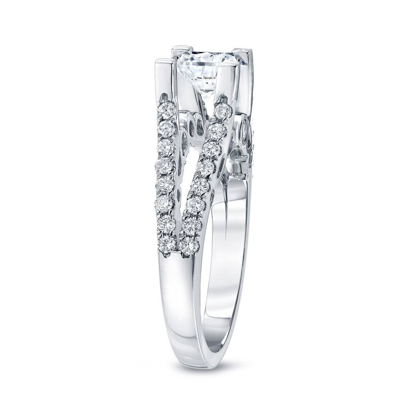 Auriya Unique 1 1/2ctw Round Split Shank Diamond Engagement Ring 14k Gold Certified (H-I, SI1-SI2)