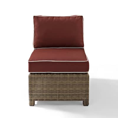 Crosley Bradenton Outdoor Wicker Sectional Center Chair with Sangria Cushions - 25 W x 31.5 D x 32.5 H