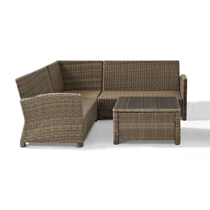 Crosley Bradenton 4-Piece Wicker Outdoor Sectional Patio Furniture Set