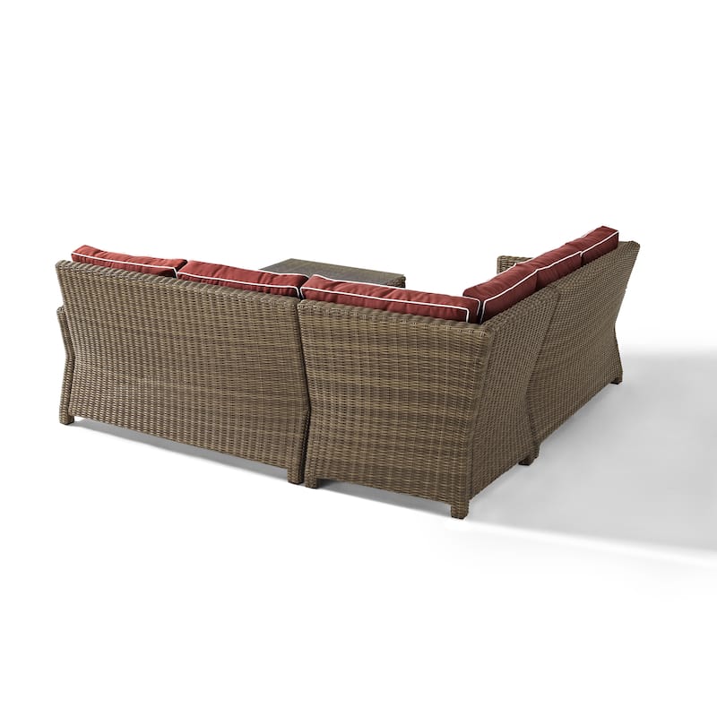 Crosley Bradenton 4-Piece Wicker Outdoor Sectional Patio Furniture Set