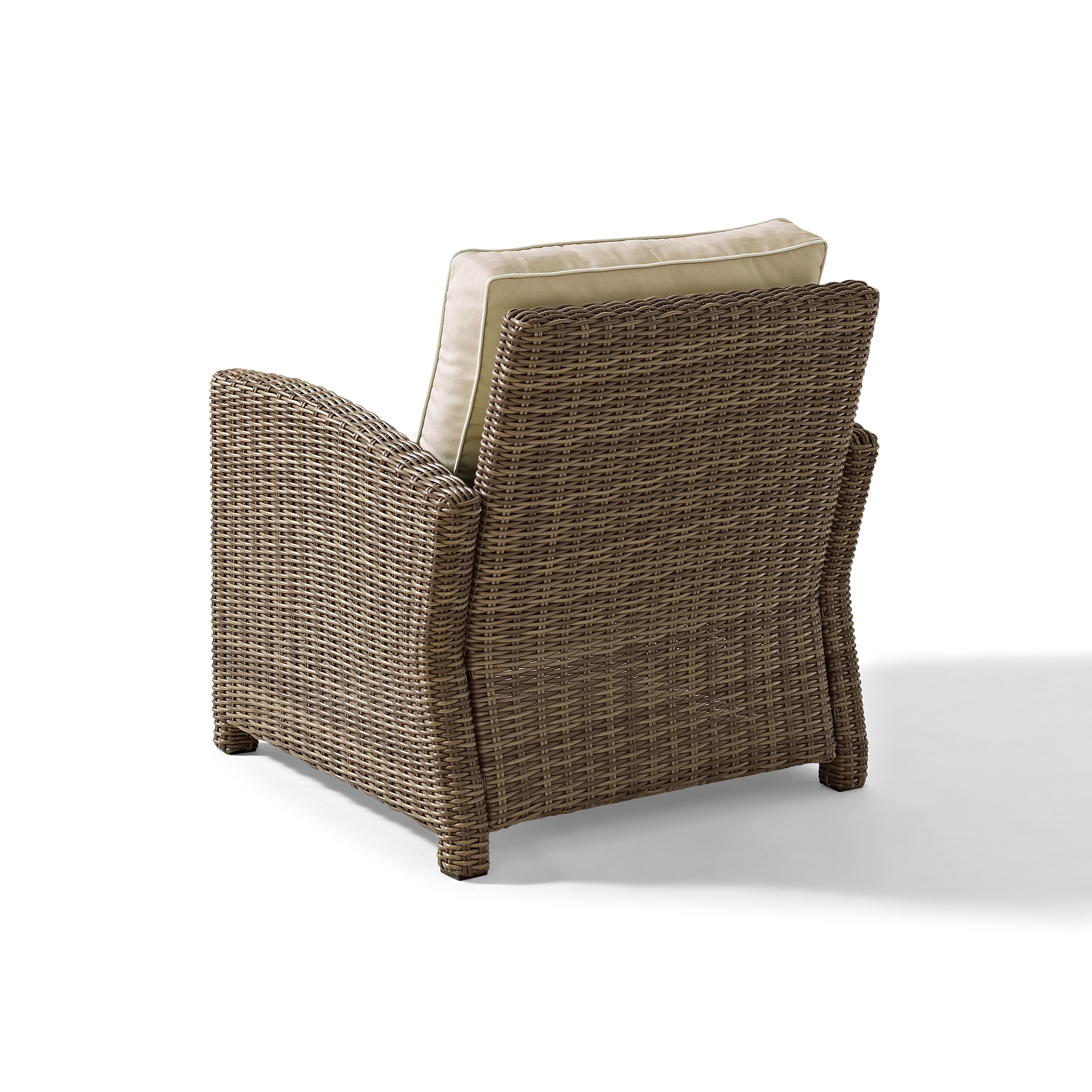 bradenton outdoor wicker arm chair with sand cushions