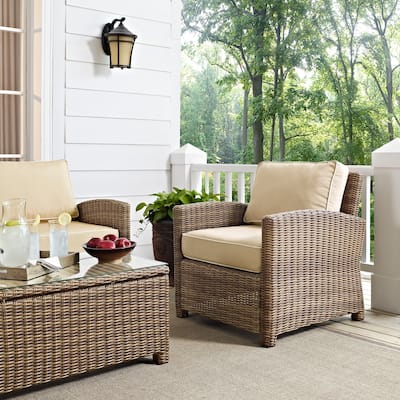 Bradenton Outdoor Wicker Arm Chair with Sand Cushions