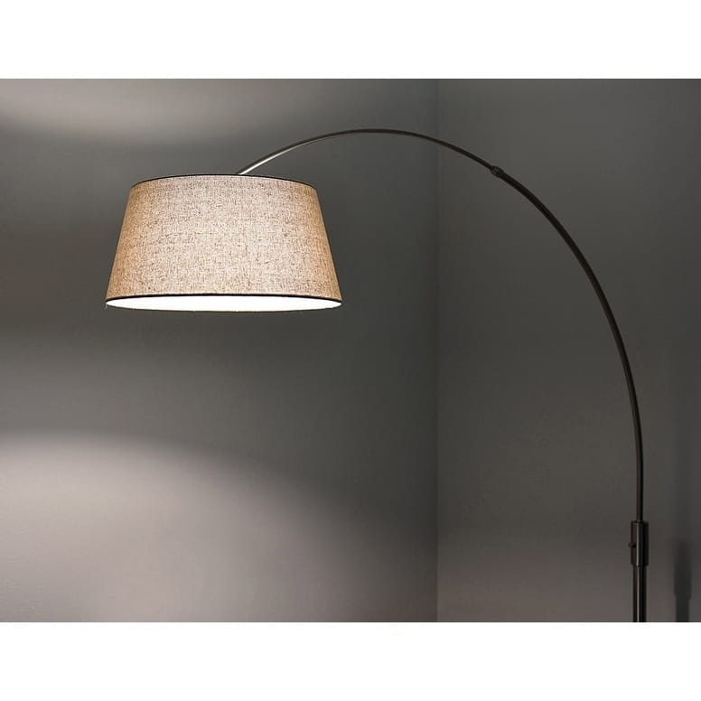 Orbita 82-inch Brushed Nickle Retractable Arch Dimmable Floor Lamp with 15W LED bulb and White Shade