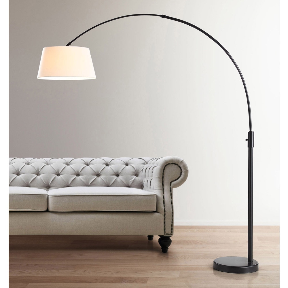 Orbita 82-inch Dark Bronze Retractable Arch LED Floor Lamp with Dimmer and White  Shade On Sale Bed Bath  Beyond 14790783