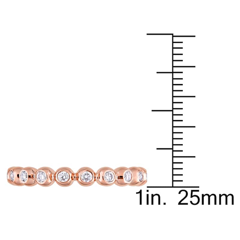 Miadora Signature Collection 14k Rose Gold 1/2ct TDW Diamond Beaded Eternity Anniversary Band - White