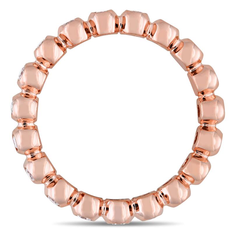 Miadora Signature Collection 14k Rose Gold 1/2ct TDW Diamond Beaded Eternity Anniversary Band - White