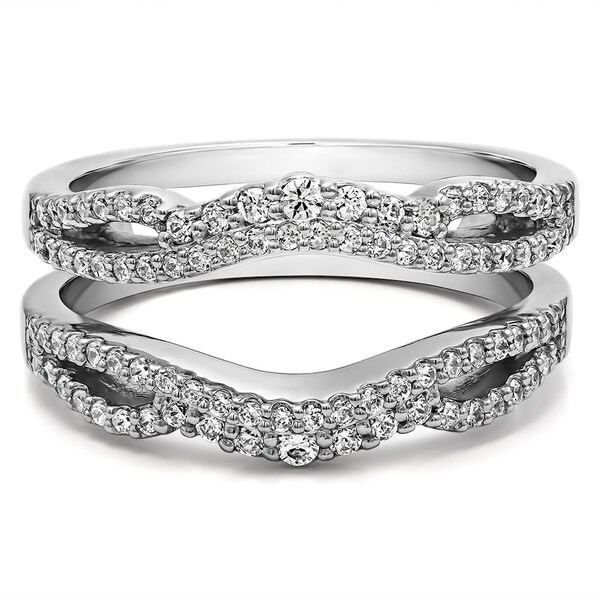 Sterling Silver 1/2ct TGW Cubic Zirconia Double Infinity Wedding Ring Guard Enhancer. Opens flyout.