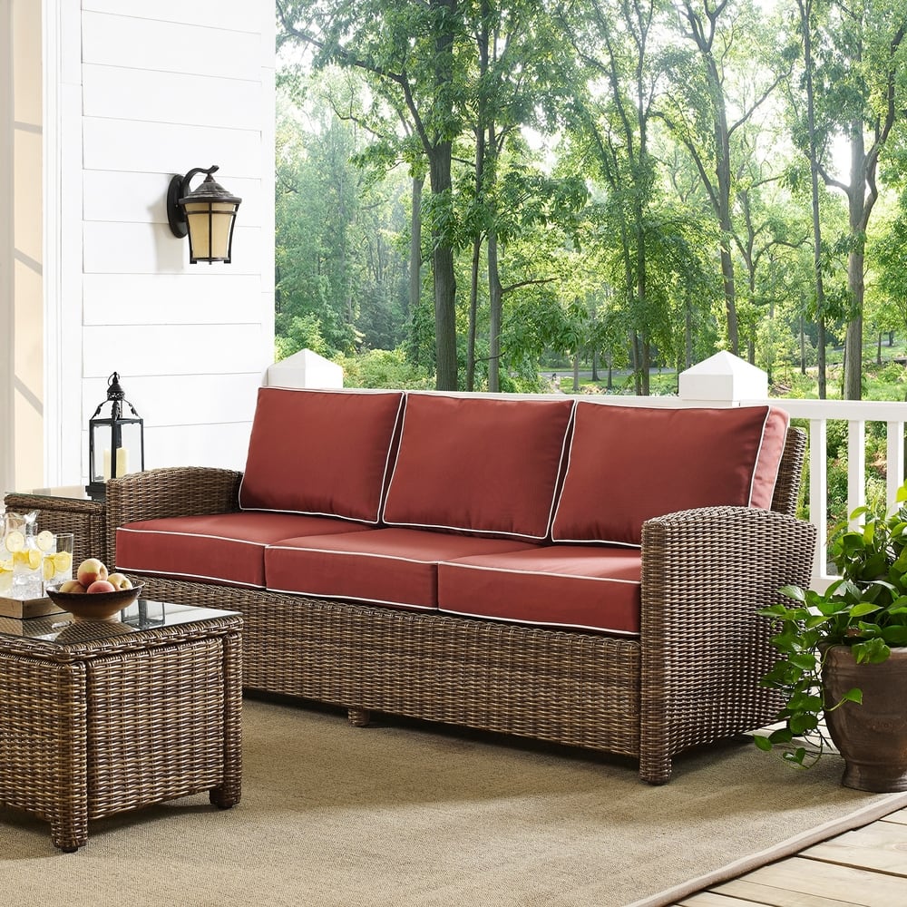 Crosley Bradenton Sofa with Sangria Cushions - 31.75"d x 80.5" x 32.5"h