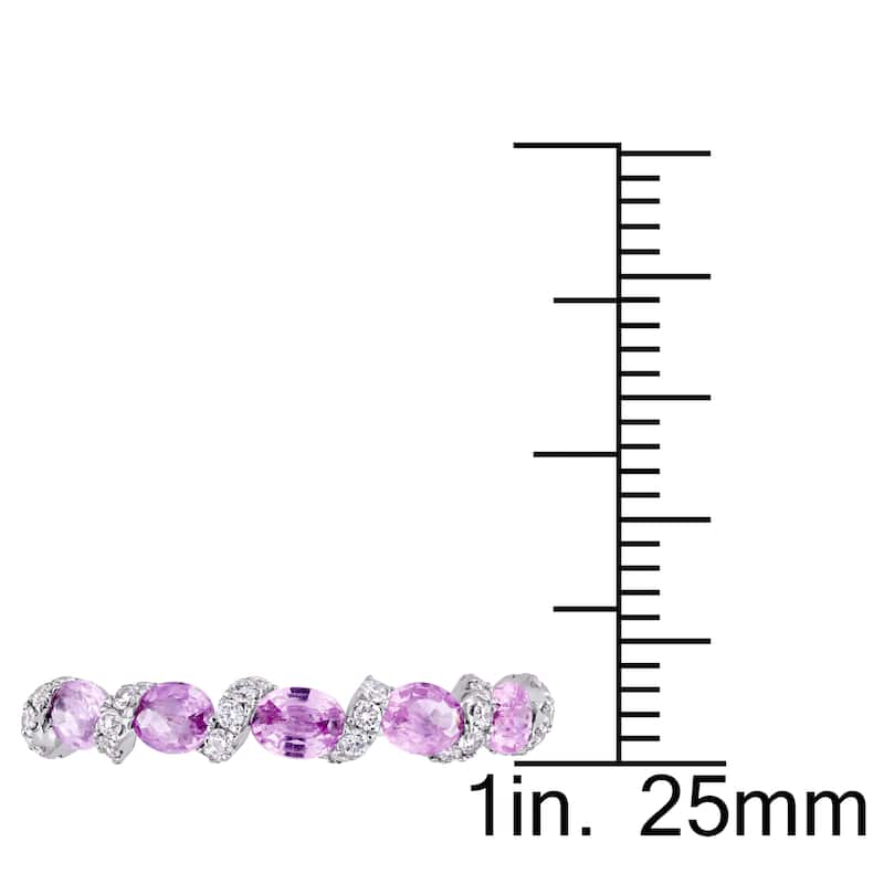 Miadora Signature Collection 14k White Gold Light Pink Sapphire and 1/4ct TDW Diamond Swirl Annivers