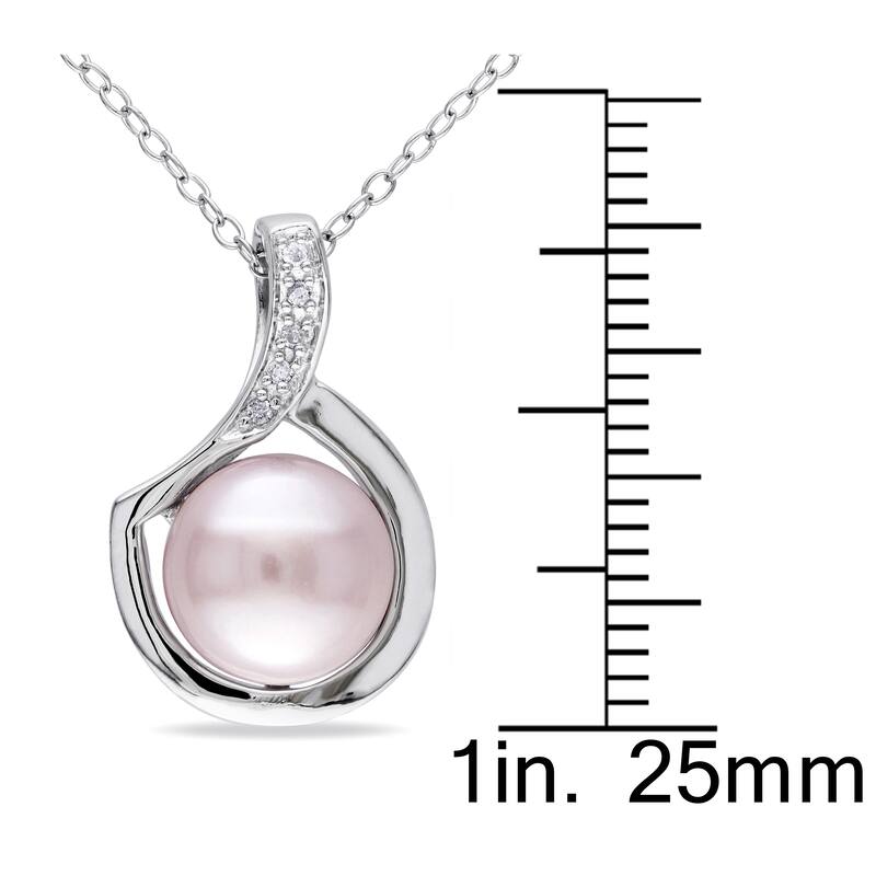 SilverSpeck Sterling Silver White Freshwater Cultured Pearl & Diamond Accent Swirl Necklace