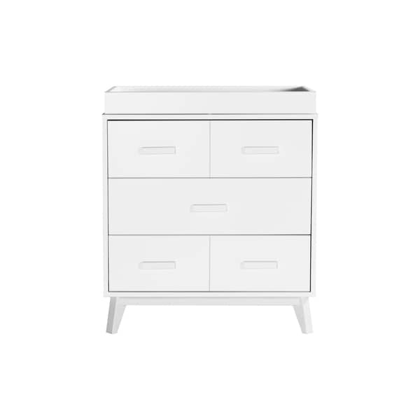 Washed Natural White Babyletto Scoot 3 Drawer Changer Dresser With
