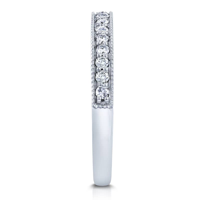 Annello by Kobelli 14k White Gold 1/6ct TDW Diamond Pave-set Womens Wedding Band