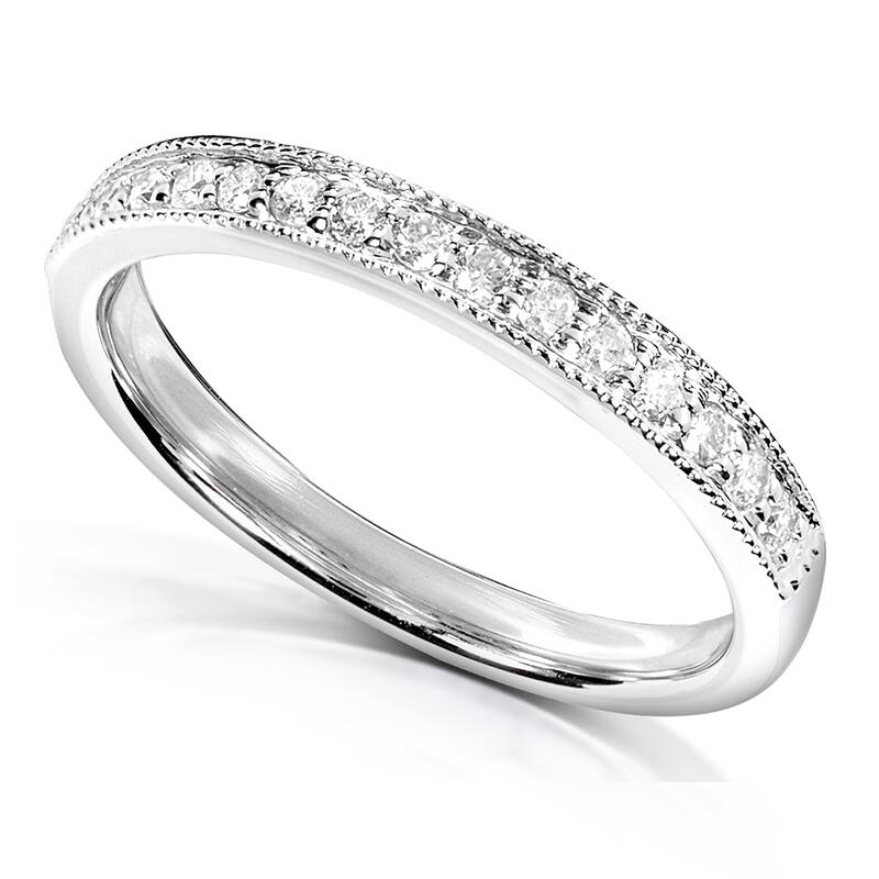 Annello by Kobelli 14k White Gold 1/6ct TDW Diamond Pave-set Womens Wedding Band