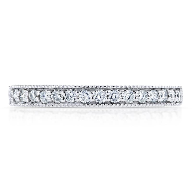 Annello by Kobelli 14k White Gold 1/6ct TDW Diamond Pave-set Womens Wedding Band
