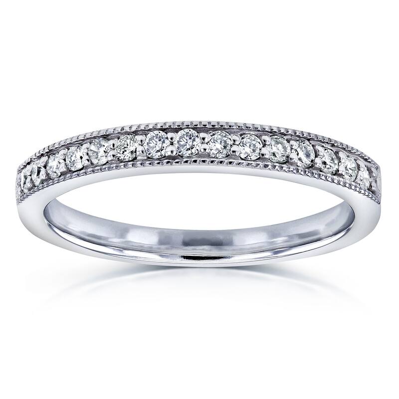 Annello by Kobelli 14k White Gold 1/6ct TDW Diamond Pave-set Womens Wedding Band