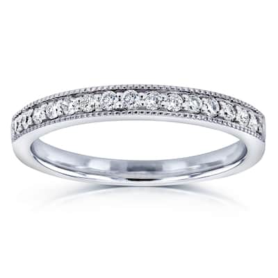 Annello by Kobelli 14k White Gold 1/6ct TDW Diamond Pave-set Womens Wedding Band