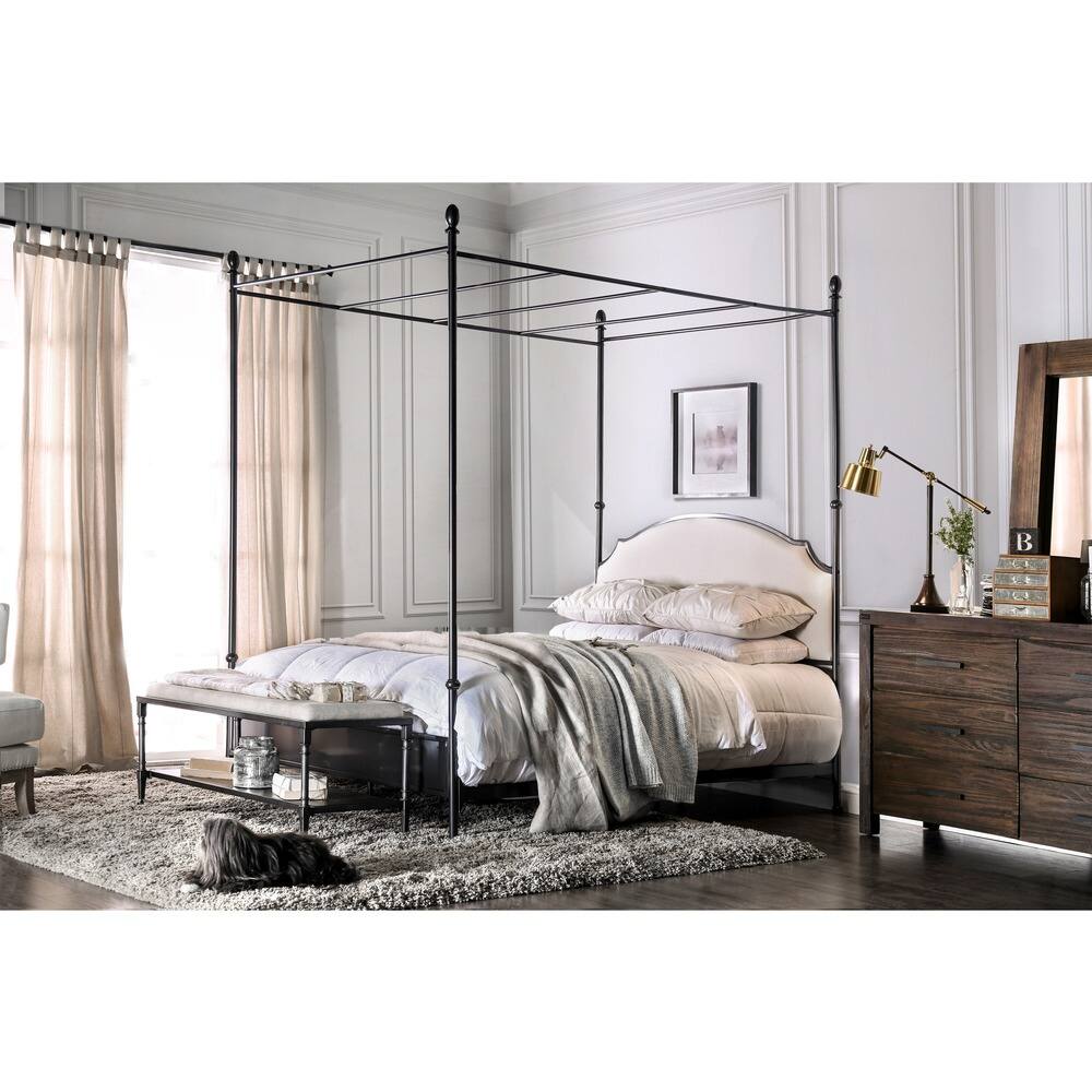 Furniture of America Karis Contemporary Grey Metal Canopy Bed