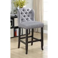 Furniture of America Tays Contemporary Linen Fabric Bar Chairs Set of 2