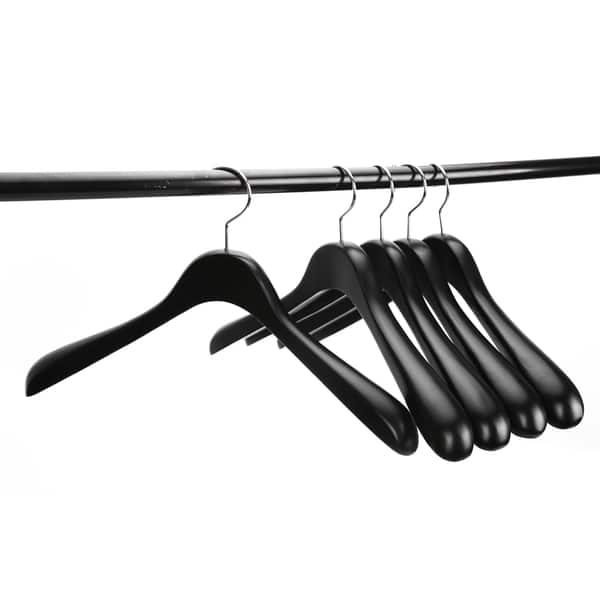 J.S. Hanger Black Wood Heavy Duty Broad Shoulder Coat Hangers (5-pack ...