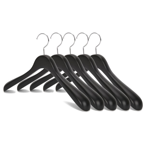 black wooden coat hangers