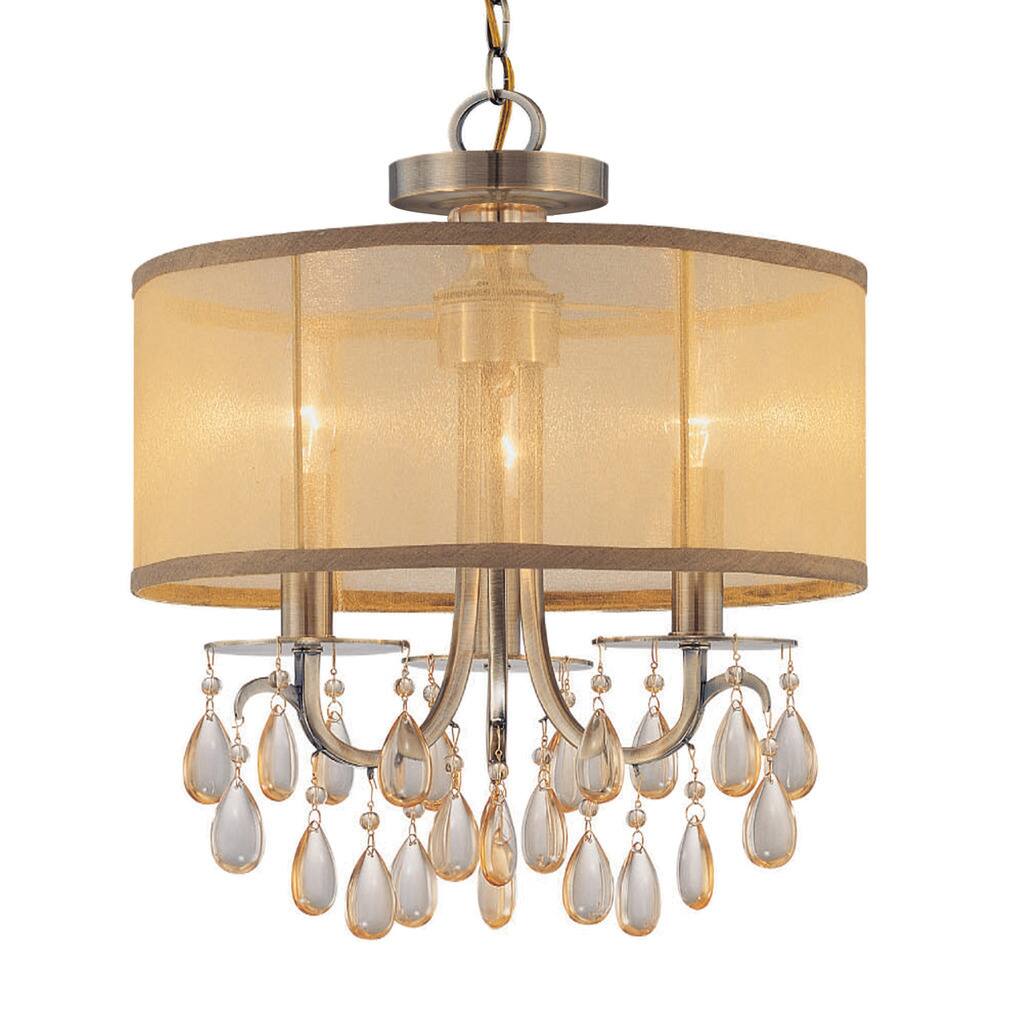 Crystorama Hampton Collection 3-light Antique Brass Mini Chandelier - Chandeliers For Bedrooms by Overstock.com