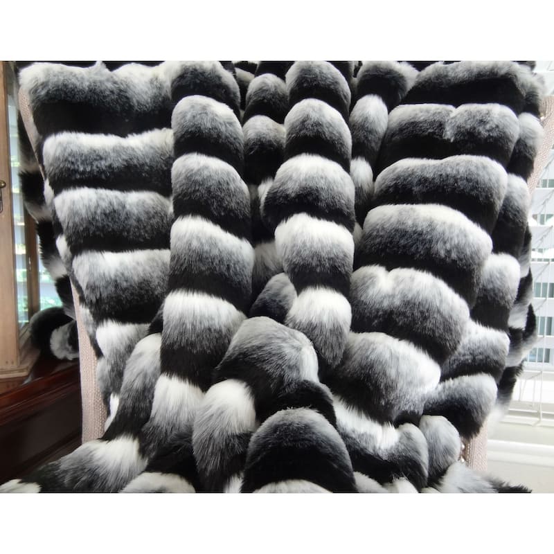 Plutus Wild Chinchilla Faux Fur Handmade Throw Blanket - On Sale - Bed ...