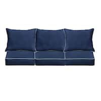 Sunbrella Navy/ Canvas Indoor/ Outdoor Corded Pillow and Cushion 6-pc Sofa Set