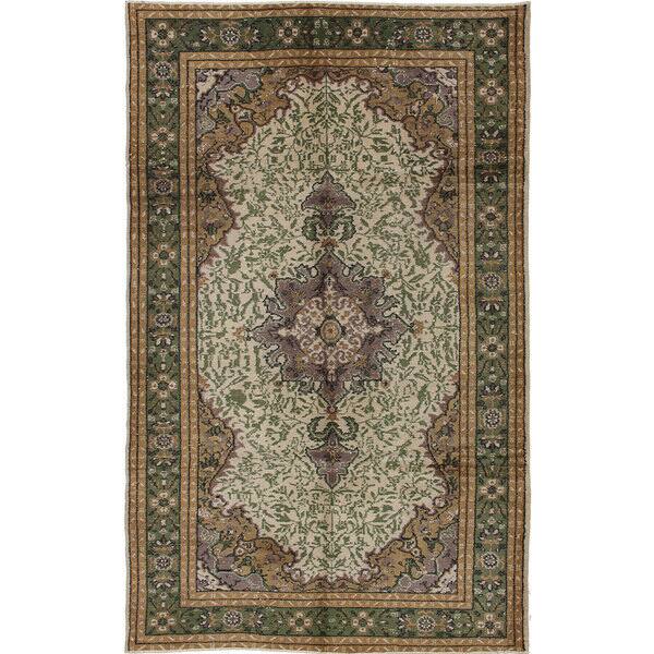 Shop Hand Knotted Antalya Vintage Cream Teal Wool Rug 5 6 X 9 1 On Sale Overstock 14800002