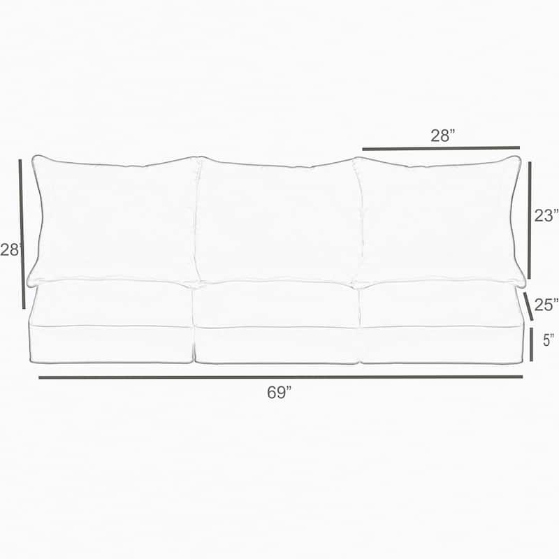 Granwell Sunbrella Canvas Indoor/Outdoor Corded Pillow and Cushion Sofa Set