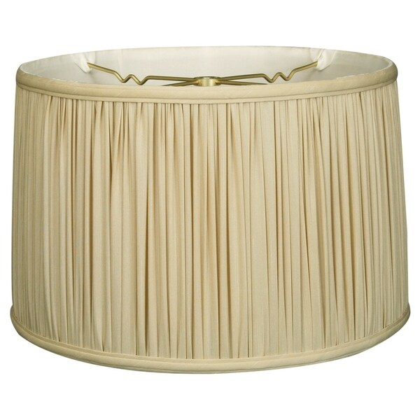 Royal Designs Shallow Drum Gather Pleat Basic Lamp Shade, Beige