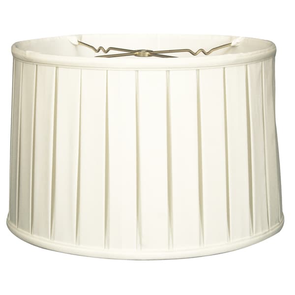 Royal Designs Shallow Drum English Box Pleat Basic Lamp Shade, White, 9 x 10 x 7
