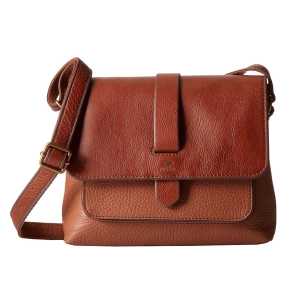 Shop Fossil Kinley Brown Leather Small Crossbody Handbag - Free Shipping Today - Overstock ...