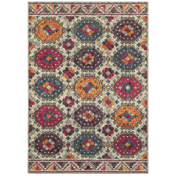 The Curated Nomad Portia Boho Border Medallion Area Rug - 6'7" x 9'1"