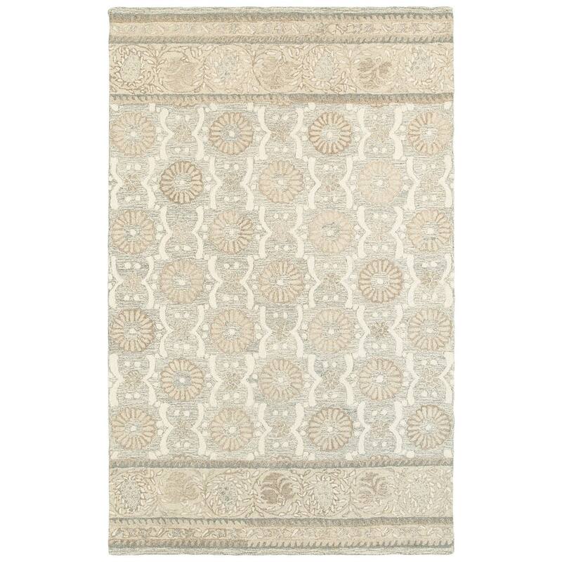 Style Haven Lalemant Blooming Ash/ Sand Handcrafted Wool Area Rug