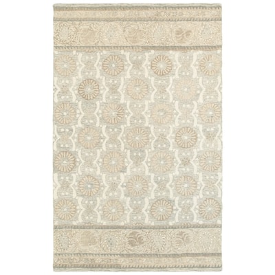 Style Haven Lalemant Blooming Ash/ Sand Handcrafted Wool Area Rug